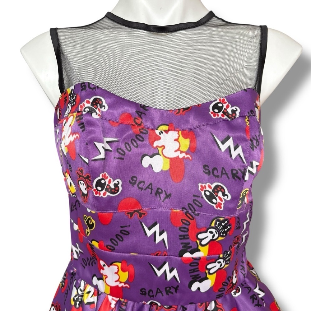 Hell Bunny Haunted House Purple Mesh Halloween Dress Size Small - Picture 2 of 11